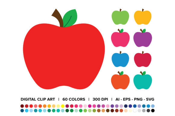 Apple Leaf Clipart Set Graphics for Editorial Design