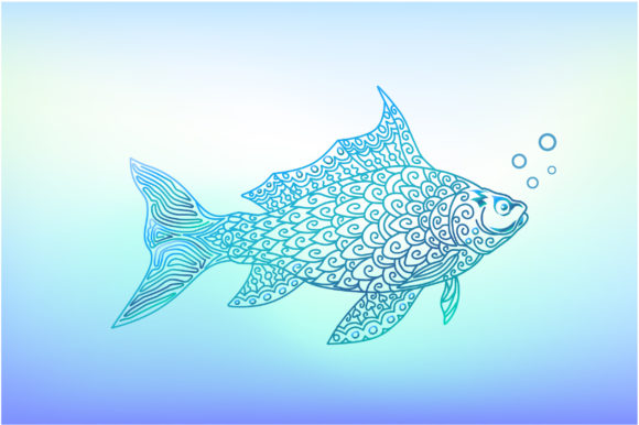 Beautiful Fish Image with Zentangle Art Graphics