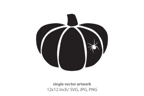 Black Pumpkin and Small White Spider Graphics