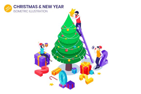 Christmas Isometric Graphic for Seasonal Branding