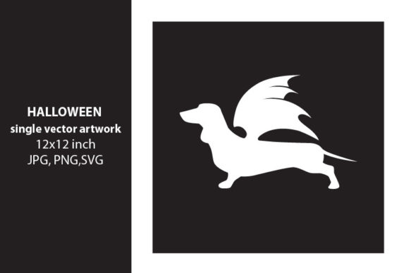 Dog with Bat Wings, Halloween Party Graphic