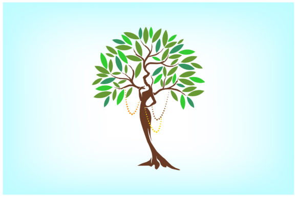 Elegant Woman Tree Jewellery Logo Graphics