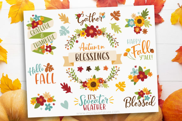 Fall Flowers Clipart Thanksgiving Graphics