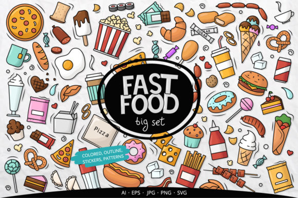 Fast Food Big Set Clipart Graphics for Branding
