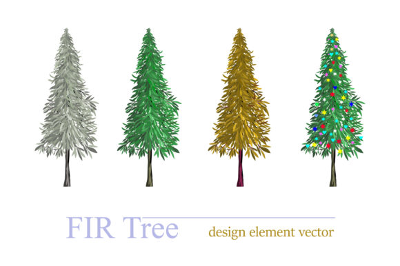 Fir and Spruce Tree Collections Vector Graphics