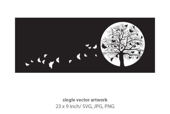 Full Moon, Bats and Tree Graphics for Digital Sellers