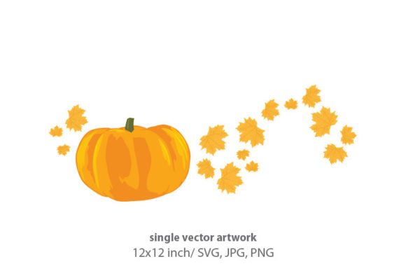 Halloween Pumpkin with Leaves Graphics