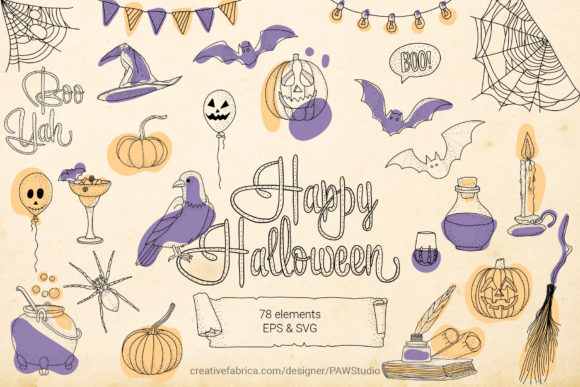 Halloween SVG Sign Bundle for Spooky Graphics and Illustrations