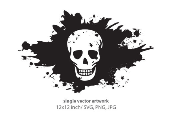 Ink Splash and Smiling Skull Graphics
