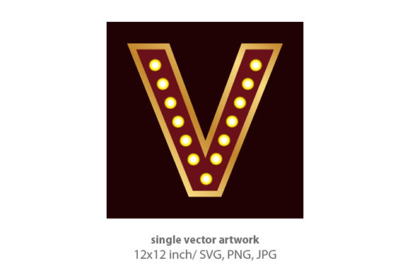Lights Bulbs Inside Decorative Letter V Graphics
