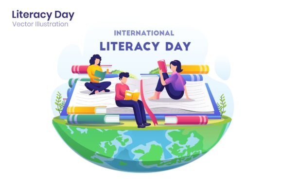 Literacy Day Flat Illustration for Crafts and Graphics