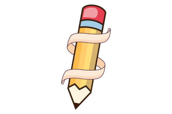 Pencil Surrounded with Banner Graphics