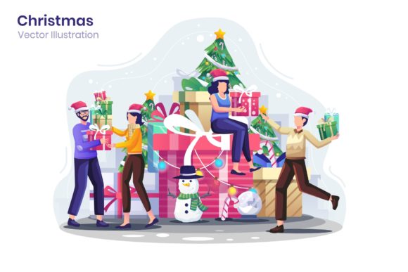 People and Christmas Gifts Graphics