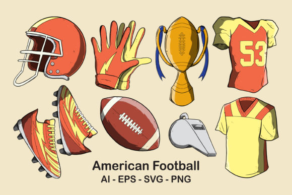 Set of American Football Sport Design Graphics