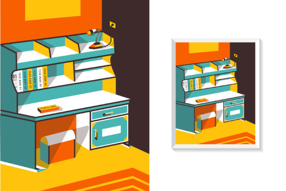 Studying Table Illustration Background for Modern Branding