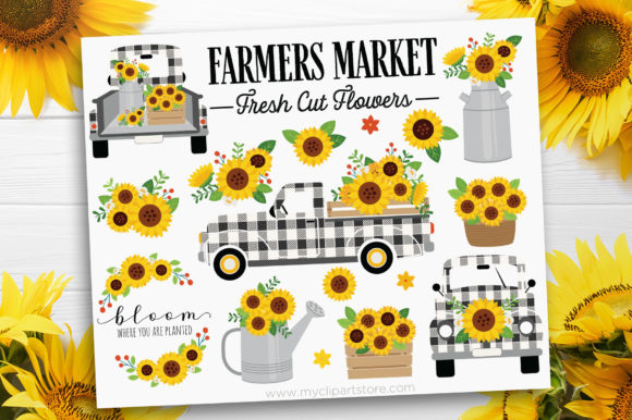 Sunflower Truck Clipart Buffalo Check Graphics