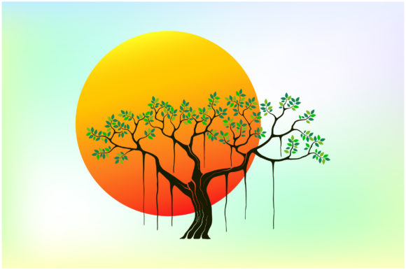 Tree and Moon Graphics for Creative Projects