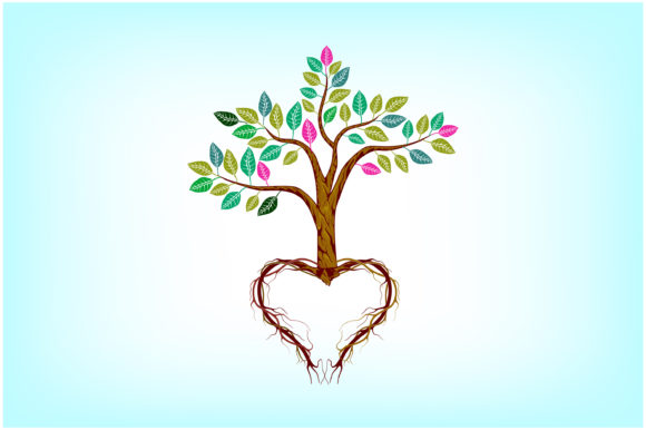 Tree with a Heart-shaped Root Concept Graphics