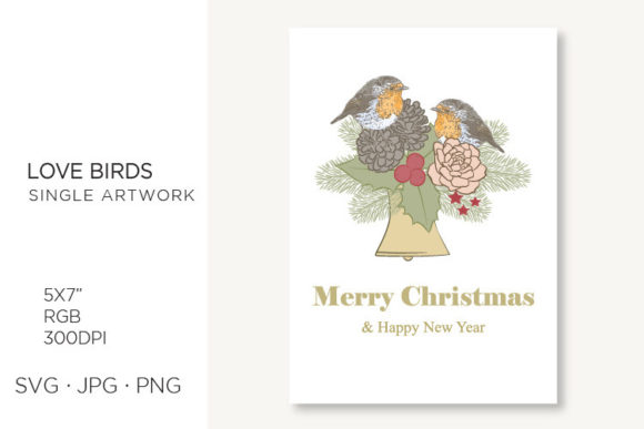 Vintage Christmas Love Birds Graphics for Local Branding