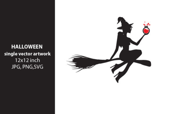 Witch Fly Graphics for Halloween Illustrations